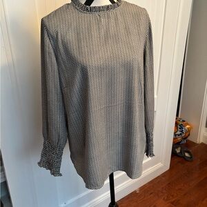 Women’s Long Sleeve Patterned Blouse - Black & White